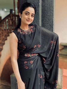 namitha pramod in black saree photos 032-003