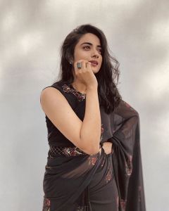 namitha pramod in black saree photos 032