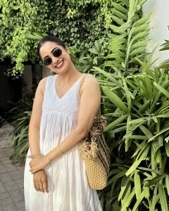 namitha-pramod-in-fit-and-flare-white-cotton-dress-design-photos-002