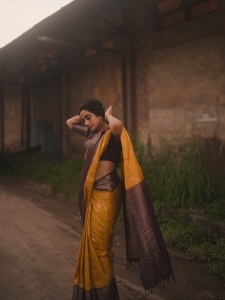 namitha-pramod-in-mango-yellow-saree-with-coffee-colour-blouse-photos-003