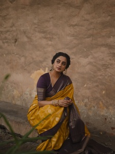 namitha-pramod-in-mango-yellow-saree-with-coffee-colour-blouse-photos-007