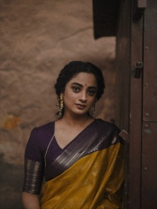 namitha-pramod-in-mango-yellow-saree-with-coffee-colour-blouse-photos-014