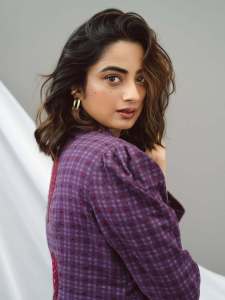 namitha-pramod-in-modern-Indo-western-ethnic-outfit-with-a-coordinated-purple-monochrome-palette-and-matching-hip-length-purple-jacket