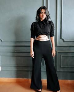 namitha-pramod-in-two-piece-dress-crop-top-and-palazzo-photos