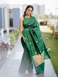namitha-pramod-in-rich-emerald-green-fabric-with-a-subtle-sheen-characteristic-of-fine-silk-saree-Paired-with-a-matching-sleeveless-round-neck-blouse-photos-002