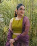 namitha-pramod-in-olive-green-lehenga-with-purple-dupatta-photos-003