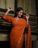 navya-nair-in-orange-color-chiffon-saree-photos-001