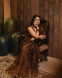 nikhila-vimal-in-lightweight-chocolate-brown-saree-with-sleeveless-blouse-007