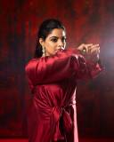 nikhila-vimal-new-photos-in-red-satin-Abaya-dress-001