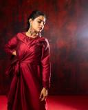 nikhila-vimal-new-photos-in-red-satin-Abaya-dress