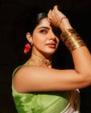 nikhila-vimal-new-pic-in-kerala-saree-with-light-green-border-and-blouse-001
