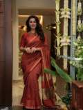 nikki-galrani-in-Tussar-silk-rust-red-with-warm-metallic-gold-saree-and-high-round-neckline-blouse-and-Styled-with-traditional-gold-jewelry-photos-003