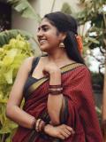 nimisha-sajayan-in-beautiful-checks-saree-with-blouse-style-ideas-photos