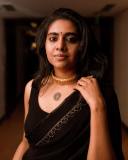 nimisha-sajayan-in-black-chiffon-saree-with-sleeveless-blouse-photos-002