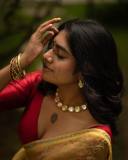 nimisha-sajayan-latest-photos-in-yellow-saree-with-red-blouse-by-Salt-Studio-002