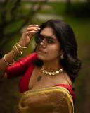nimisha-sajayan-latest-photos-in-yellow-saree-with-red-blouse-by-Salt-Studio