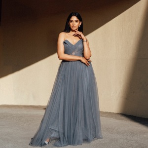 nyla-usha-in-gray-Tulle-Ball-Gown-dress-photo