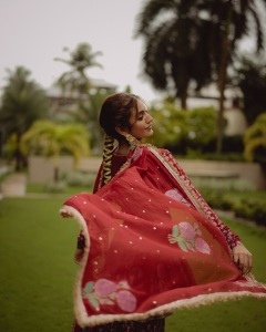priya-varrier-in-wine-red-party-wear-dress-photos-003