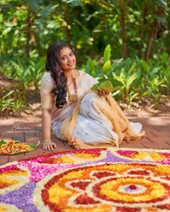 rachana narayanankutty new onam saree photos