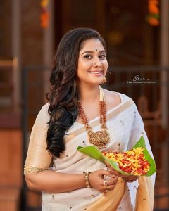 rachana narayanankutty new onam saree photos -002