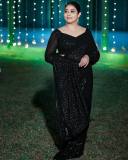 rachana-narayanankutty-in-black-chiffon-party-wear-saree-photos-001