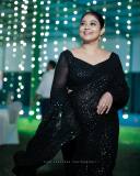 rachana-narayanankutty-in-black-chiffon-party-wear-saree-photos-002