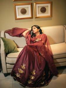 rajisha-vijayan-in-dark-maroon-lehenga-style-for-party-outfit-design-photos