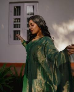 rajisha-vijayan-latest-photos-in-Green-Color-Georgette-Casual-Wear