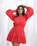 actress-rajisha-vijayan-red-high-neck-mini-dress-with-sleeves-photos-001