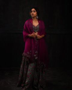 reba-monica-john-in-Purple-Poly-Dupion-Lehenga-With-Blouse-and-Dupatta-photos