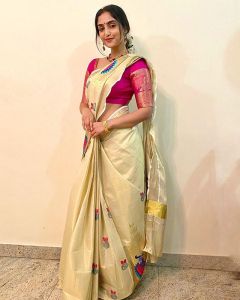 rebecca monica john new saree photos-002