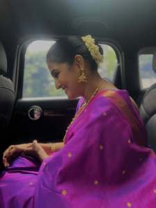 remya-nambeesan-in-violet-pattu-saree-with-jasmine-flower-look-photos