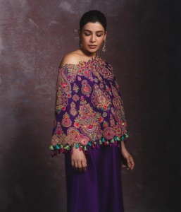 samantha-ruth-prabhu-in-off-shoulder-embroidered-cape-or-poncho-layered-over-a-matching-deep-purple-sleeveless-flared-inner-tunic-or-dress-photos