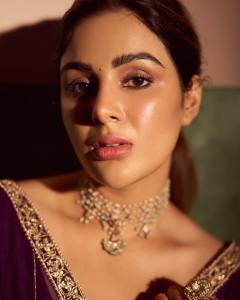 samyuktha-menon-in-Purple-Short-Monga-Tussar-Anarkali-dress-photos-002