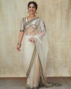 samyuktha-menon-in-sandal-colour-net-saree-with-blouse-photos-005