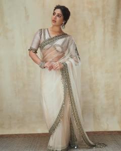 samyuktha-menon-in-sandal-colour-net-saree-with-blouse-photos-008