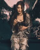 shruti-haasan-in-Metallic-Draped-Maxi-Dress-Layered-Innerwear-Gothic-glam-edgy-fusion-formal-wear-photos-005