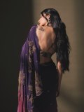 shruti-haasan-in-Royal-Deep-Purple-with-Gold-Accents-Satin-Silk-saree-paired-with-a-matching-low-back-embellished-blouse-photos-002