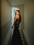 shruti-haasan-in-Strapless-Black-Lace-Evening-floor-length-Gown-photos-004