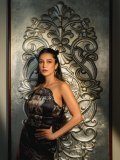 shruti-haasan-in-Strapless-Black-Lace-Evening-floor-length-Gown-photos-005