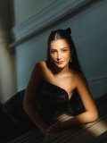 shruti-haasan-in-Strapless-Black-Lace-Evening-floor-length-Gown-photos-011