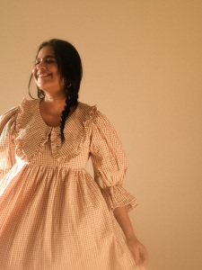 srinda-in-short-frock-with-check-design