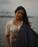 srinda-latest-photoshoot-in-violet-saree-with-white-blouse