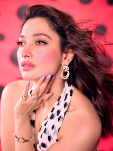 actress-tamanna-bhatia-in-dot-print-fish-cut-gown-dress-photos