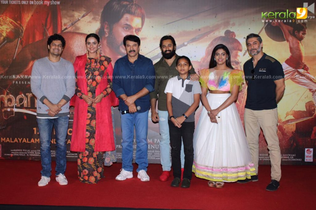 L R Sudev Nair Prachi Tehlan Mammootty Unni Mukundan Achuthan Iniya and Tarun Arora 1