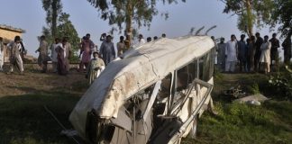 Bus train collide