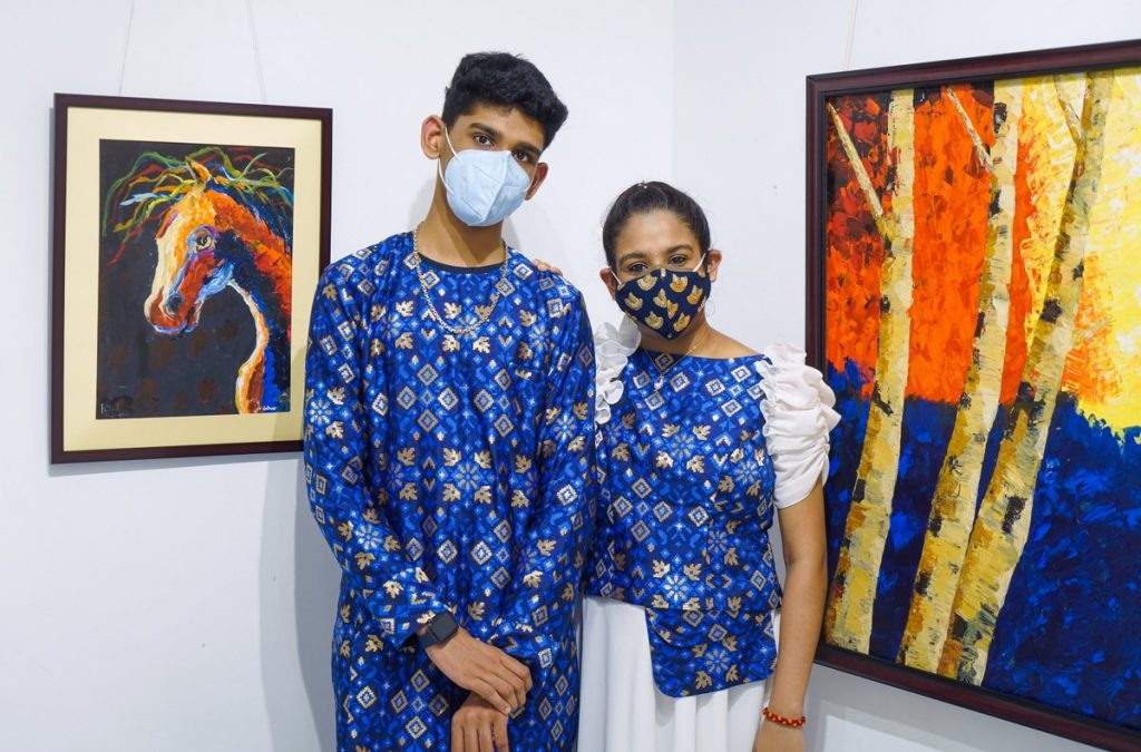 Rishikesh Kalyan and Manasa Kalyan at the Kaliyug exhibition in Kerala Lalithakala Akademi Art Gallery Thrissur. - Kerala9.com