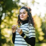taapsee pannu in Women A-line Multicolor Knee Length Dress photos