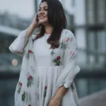 aparna balamurali in white floral print anarkali casual wear churidar dress photos.balamurali (3)