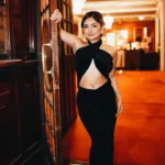 esther anil in Criss Cross halter style Maxi dress Cut out detail at bust style photos